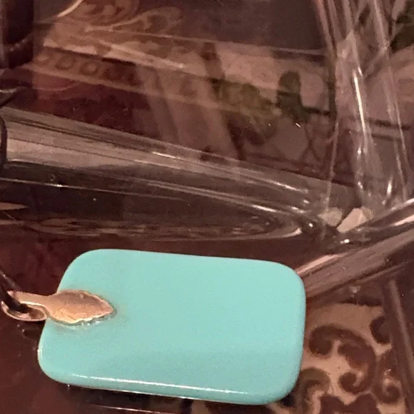 Turquoise color art glass with sterling silver 925 on clasp, Pendant Necklace - Picture 6 of 7